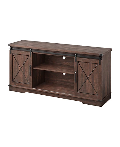 gaomon 59" Farmhouse Tv Stand for 65" TVs, Media Console with Sliding Barn Doors & Adjustable Shelves