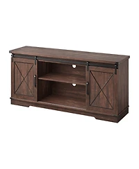 gaomon 59" Farmhouse Tv Stand for 65" TVs, Media Console with Sliding Barn Doors & Adjustable Shelves