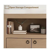 gaomon Farmhouse Tv Stand with 6 Storage Drawers & Soundbar Shelf, Rustic Style, Fit Up to 70 Inch TVs