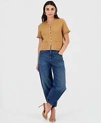 I.n.c. International Concepts Petite Short-Sleeve Fringe Sweater, Macy's Exclusive