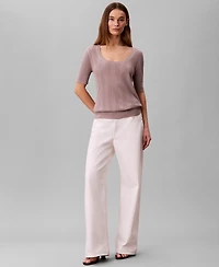 Calvin Klein Women's Gauge Short-Sleeve Sweater