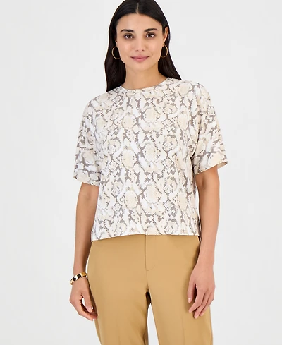 I.n.c. International Concepts Petite Boxy-Fit Crewneck T-Shirt, Macy's Exclusive