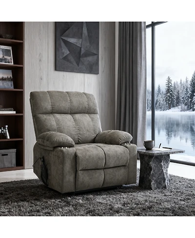 Clihome Dual Motor Infinite Position Up to 350 Lbs Chenille Power Lift Recliner Chair