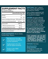 Havasu Nutrition Cod Liver Oil Softgels | Omega 3 Epa and Dha Fish Oil 1000mg with Vitamins A and D3 | 180 Count