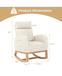 Slickblue Upholstered Nursery Rocking Chair with Natural Wood Frame