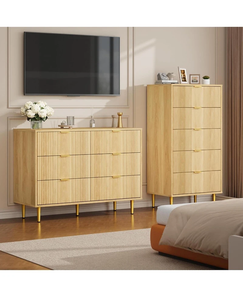 Gaomon Fluted Dresser for Bedroom with 6 Drawers
