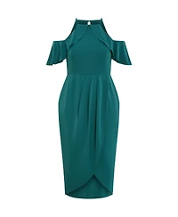 City Chic Women's Plus Love Siren Ruffle Shoulder Dress