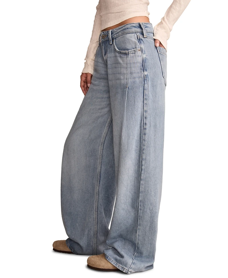 Lucky Brand Women's Wide Leg Pleated Liquid Denim Luxe Palazzo Jeans