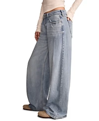 Lucky Brand Women's Wide Leg Pleated Liquid Denim Luxe Palazzo Jeans