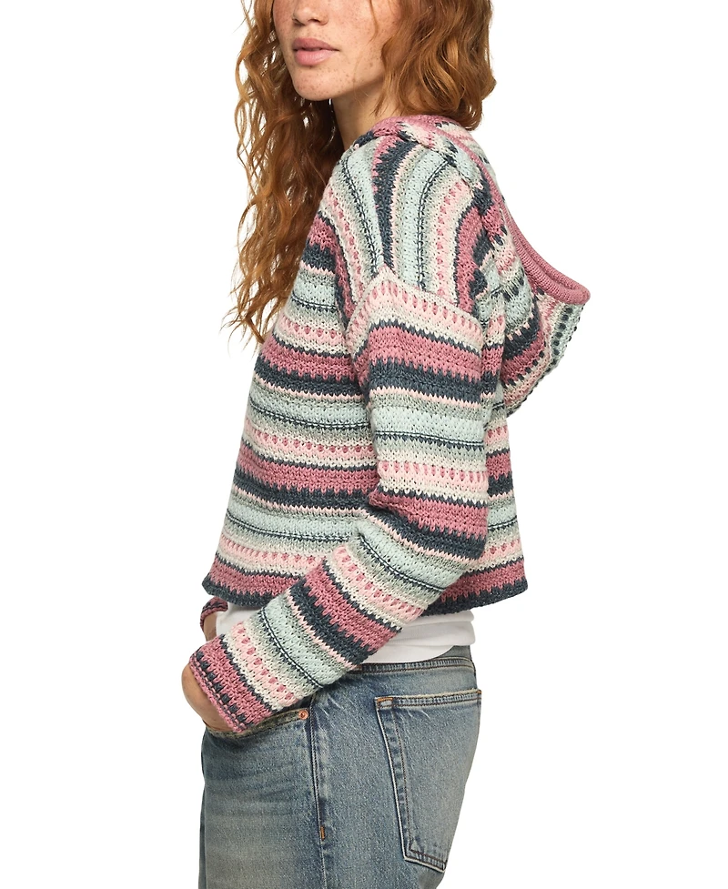 Lucky Brand Women's Crochet Baja Striped Hoodie