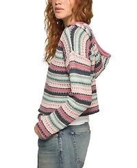 Lucky Brand Women's Crochet Baja Striped Hoodie