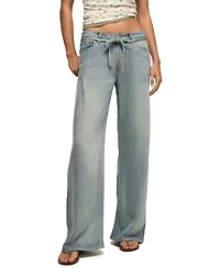 Lucky Brand Women's Wide Leg Liquid Denim Luxe Palazzo Jeans