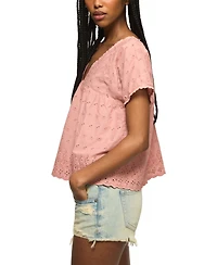 Lucky Brand Women's Eyelet Babydoll V-Neck Top