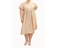 Fashion-szn Curve Women's Size-Puff Sleeve Smock Dress