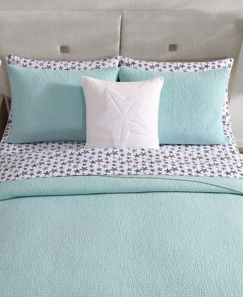 Nautica Seashore Stitch Cotton Reversible 3-Pc. Quilt Set, Full/Queen