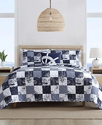 Nautica Sailors Patchwork Cotton Reversible 3-Pc. Quilt Set, King