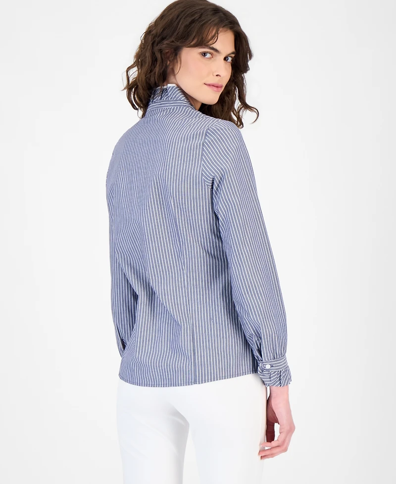 Anne Klein Women's Cotton Ruffled-Collar Blouse