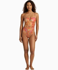 Lauren Ralph Women's Over-The-Shoulder One-Piece Swimsuit