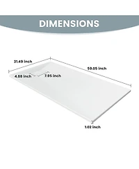 Casainc Wheelchair-Friendly Shower Base with Non-Slip Surface, Reversible Drain, Smc Cover and Flashing Kits