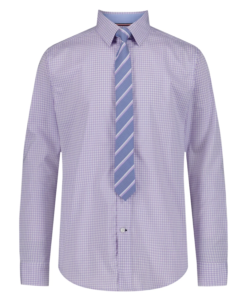 Tommy Hilfiger Boys' 8-20 Long-Sleeve Stretch Mini Gingham Shirt