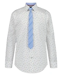 Tommy Hilfiger Boys' 8-20 Long-Sleeve Stretch Floral Print Shirt