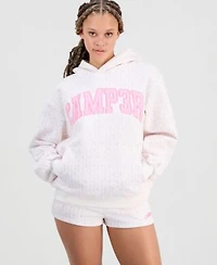 The Happy Camp3r Juniors Floral Print Hooded Logo Sweatshirt Shorts