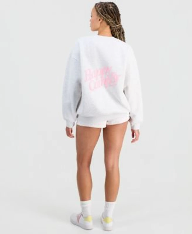 The Happy Camp3r Juniors Embroidered Crewneck Sweatshirt Floral Print Shorts