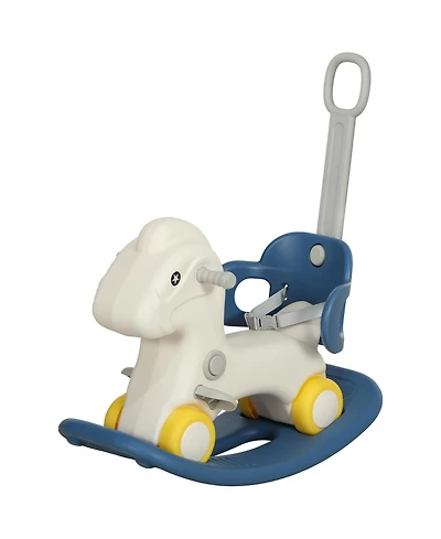 Hongge 4 in 1 Toddler Rocking Horse with Push Handle and Balance Board