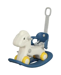 Hongge 4 in 1 Toddler Rocking Horse with Push Handle and Balance Board