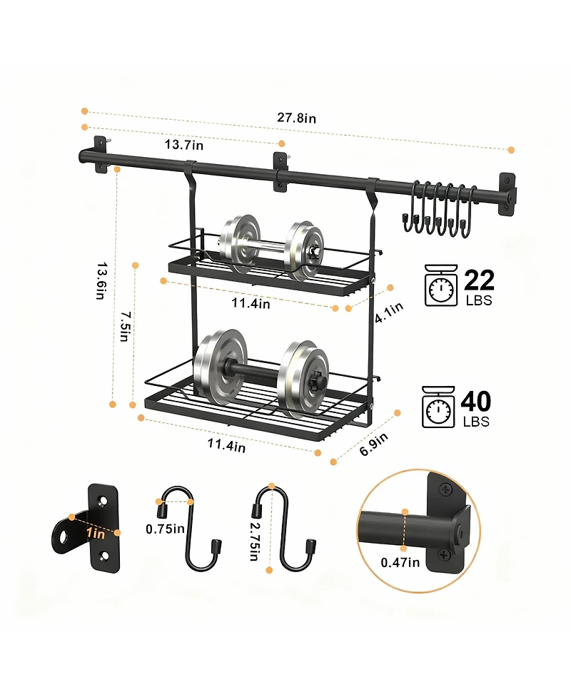 Yigii 3-In-1 Wall Organizer: Spice Shelves, Utensil Hanger, Towel Bar
