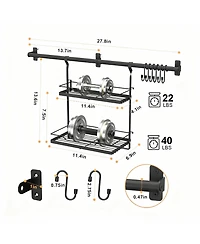 Yigii 3-In-1 Wall Organizer: Spice Shelves, Utensil Hanger, Towel Bar
