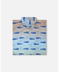 Deux par Deux Boy Hooded Beach Towel Blue Whale Print - Toddler|Child