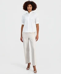 T Tahari Women's Mandarin-Collar Lace-Trim Blouse