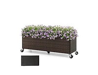 Slickblue Outdoor Wicker Raised Garden Bed with Wheels and Pe Liner