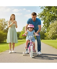 Mecale Inch Kids Bike for Aged 3-8 Years Old with Adjustable Handlebar Pink- Starlight Wave