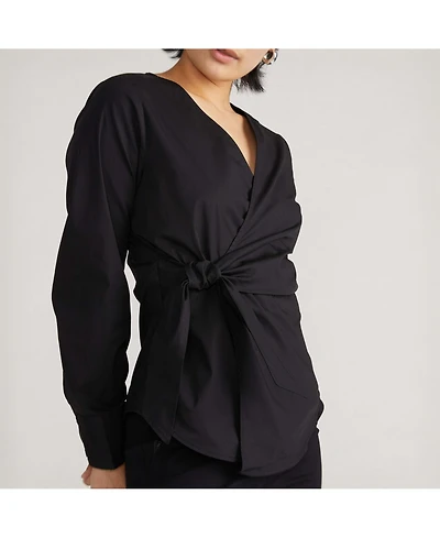 Universal Standard Women's Plus Stretch Poplin Wrap Shirt