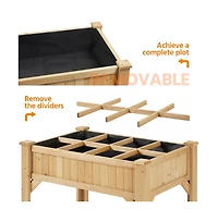 Yaheetech 8-Pocket Wood Elevated Garden Planter with Fabric Liner