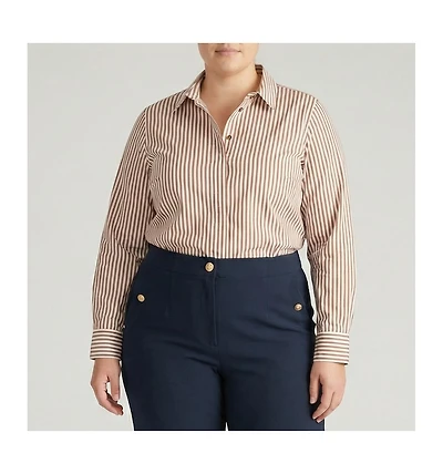 Universal Standard Women's Plus Elbe Popover Stretch Poplin Shirt