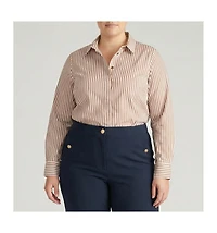 Universal Standard Women's Plus Elbe Popover Stretch Poplin Shirt