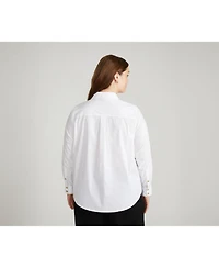 Universal Standard Plus Popover Stretch Poplin Shirt Classic Fit