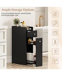 Volenca Small 4-Tier Bathroom Storage Cabinet with Slide-Out Drawers and Casters