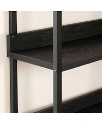 Yigii 5-Tier Storage Bookshelf, Corner Design, Edge Protection, Stable, Easy Assembly-Metal Frame for Living Room, Bedroom, Office