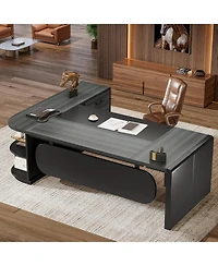 Tribesigns 81-Inch L-Shaped Office Desk, Large Commercial Desk with Drawers and File Cabinet, Modern Professional Business Furniture