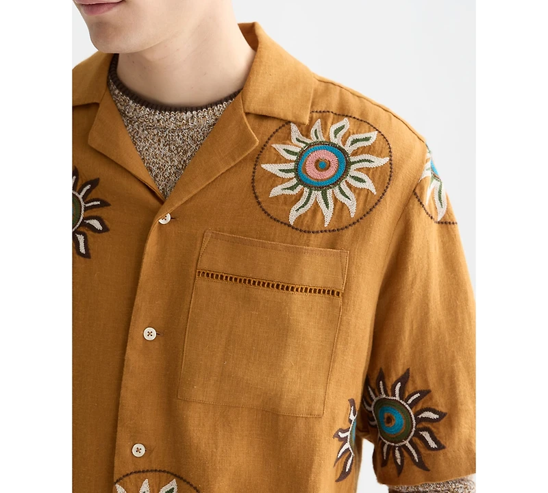 Scotch & Soda Men's Embroidered Regular-Fit Short-Sleeved Shirt