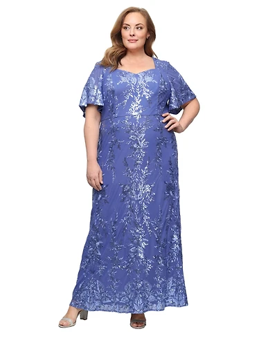 Alex Evenings Plus Embroidered Sequin Dress