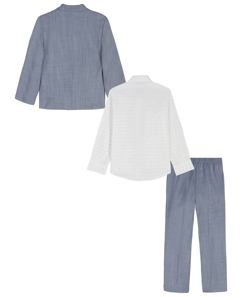 Nautica Toddler & Boys' 2T-7 Sharskin Notch Collar Suit Jacket, Pants, Printed Shirt Clip-On Necktie, 4-Piece Set