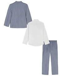 Nautica Toddler & Boys' 2T-7 Sharskin Notch Collar Suit Jacket, Pants, Printed Shirt Clip-On Necktie, 4-Piece Set