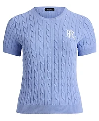 Lauren Ralph Plus Cable-Knit Short-Sleeve Sweater