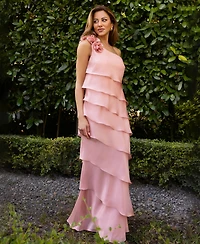 Xscape Women's Tiered Chiffon One-Shoulder Dress