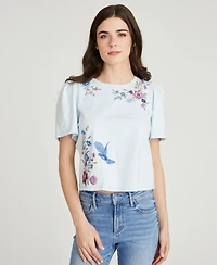Driftwood Women's Floral Embroidered Crewneck T-Shirt